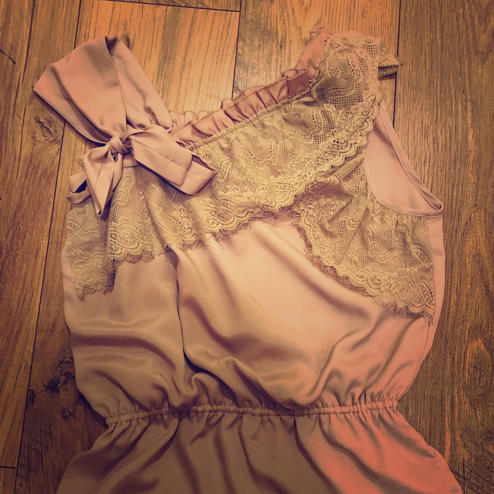 One Shoulder Blush Peplum Blouse